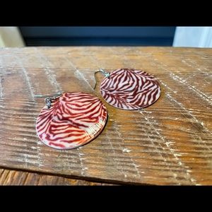 Maroon zebra print earrings